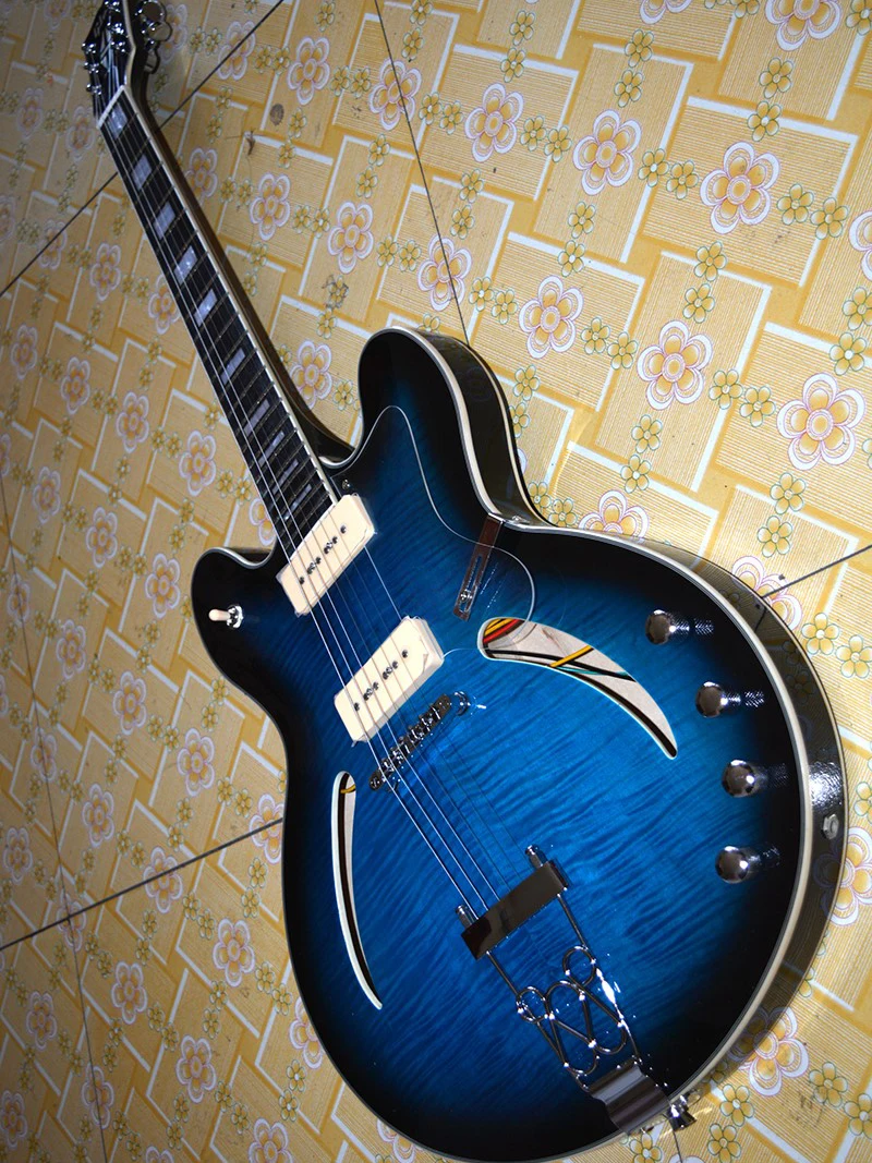 OEM High quality semi hollow Jazz electric guitar, Mahogany body