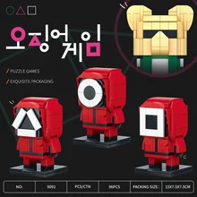 

MOC Squid Gamed Brickheadz Set Building Block Korean Popular Movie and TV Series Assembly Model Decoration Toys Kids Gifts
