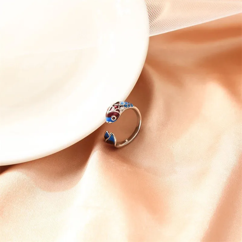 Vintage Blau Blühende Lotus Offenen Ring Für Frauen Männer Mode Silber Farbe Legierung Metall Weibliche Ringe Party Geburtstag Schmuck Geschenke – Detail 13