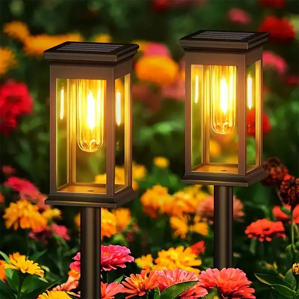 Solar Pathway Warm Lights Outdoor Waterproof Solar Powered Garden for Walkway Ya