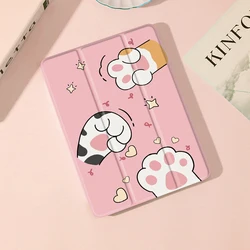Adorable Cat Paw iPad Case with Pencil Holder and Auto Wake/Sleep Cover for iPad 2020 21(12.9) (PURPLE)