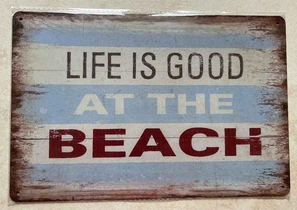 

LIFE IS GOOD AT THE BEACH SIGN MAN пещера Бар Паб праздничный сад патио 20x30