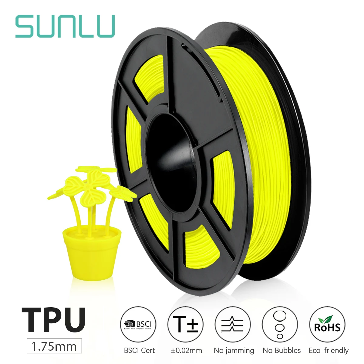 SUNLU TPU 0.5kg Flexible Filament with full color 1.75mm for Flexible DIY gift or model printing ship with 5 pieces