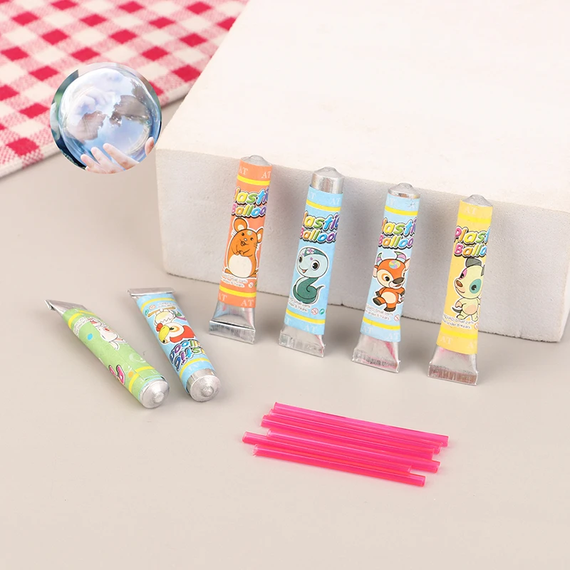 4PCS Classic Props Magic Bubble Glue Toy Blowing Colorful Bubble Ball Plastic Balloon Won't Burst Safe For Kids Boys Girls Gift 4