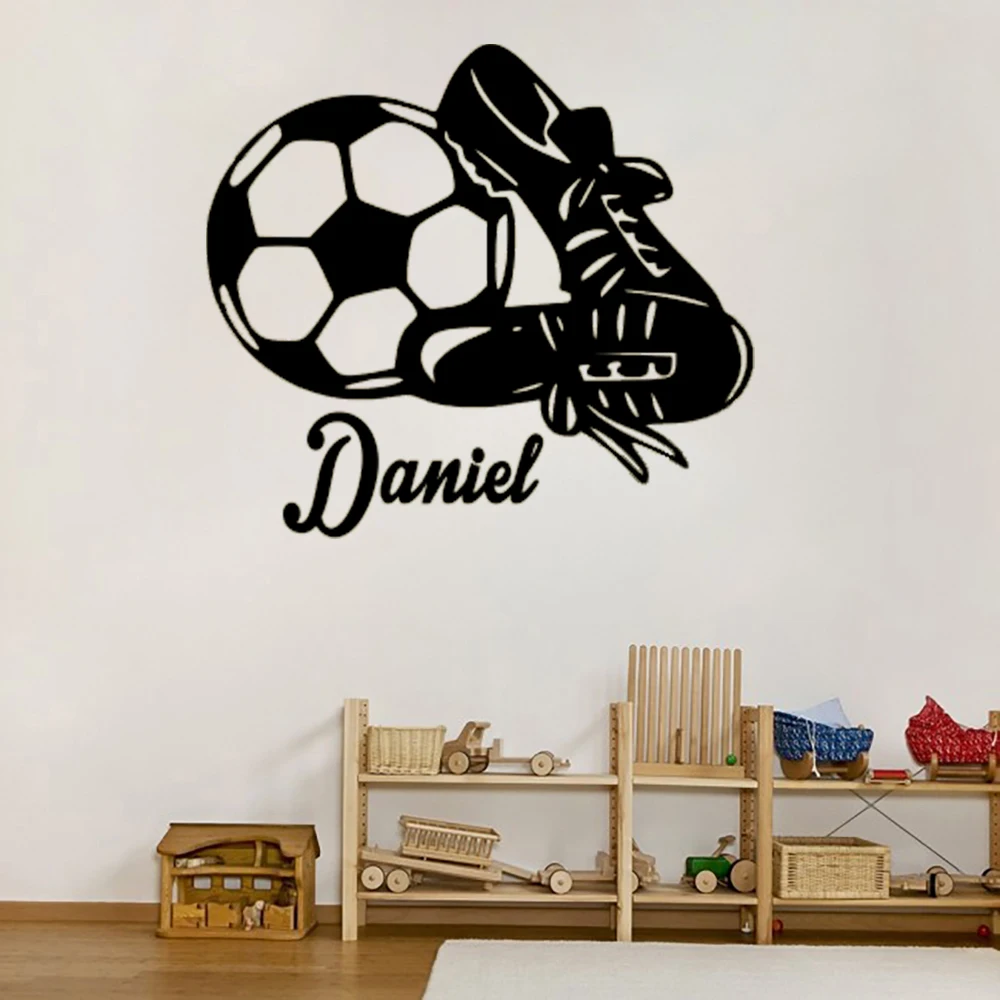 Wall stickers Boys' Room Bar Background Wall Vinyl Football Theme Personalize Your Name Color Choices Wall Vinyl Decal G-70
