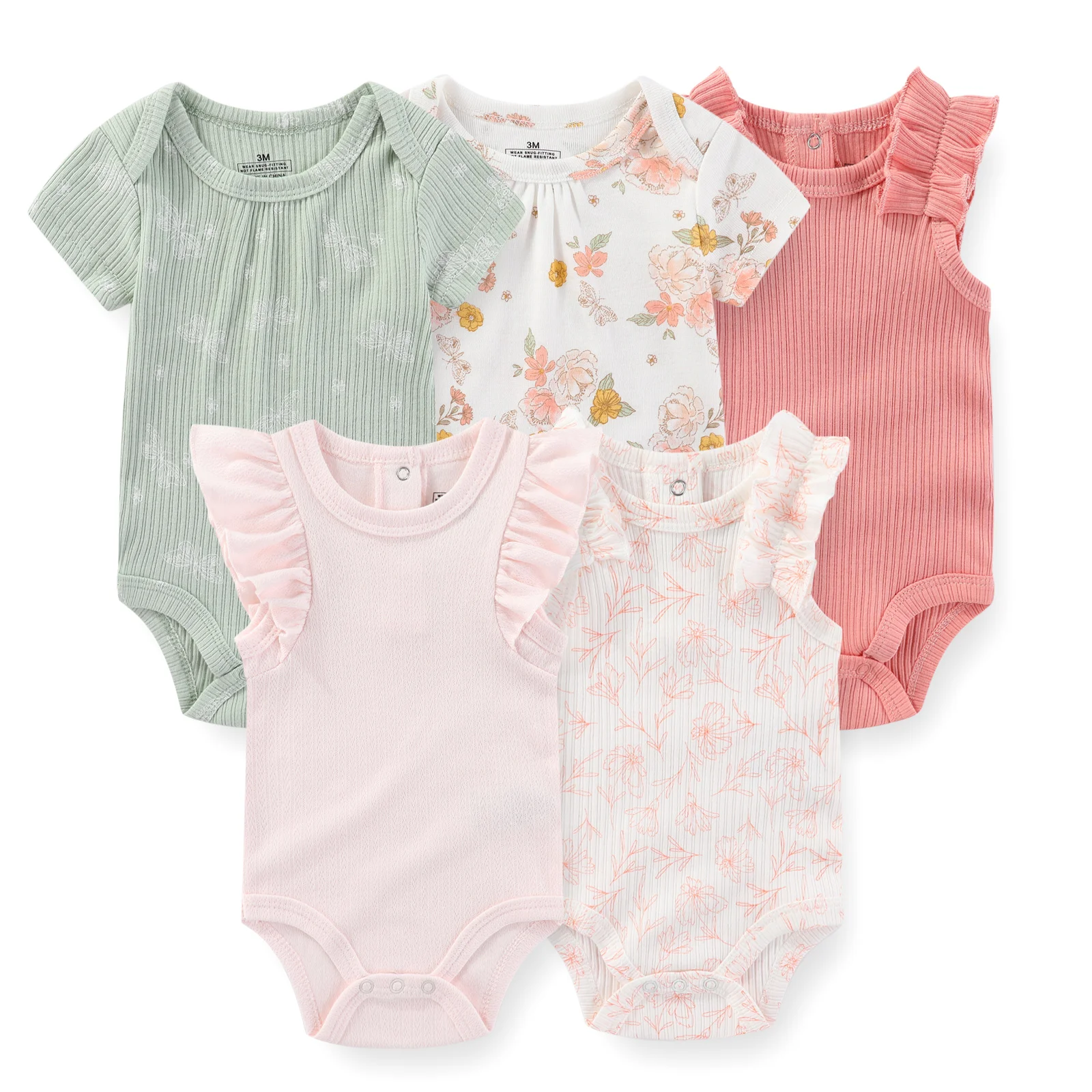 5 piece Soft Cotton Cartoon Short Sleeve Onesies 6