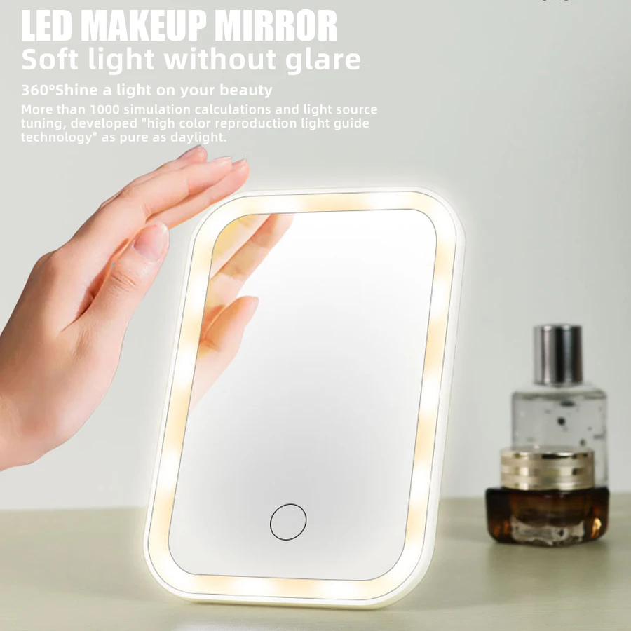 Makeup Mirror LED Makeup Mirror with Stand Dimmable 3-color Light Fill Light for Bedroom Desk Travel Portable Vanity makeup mirror mirror lights makeup mirror lights