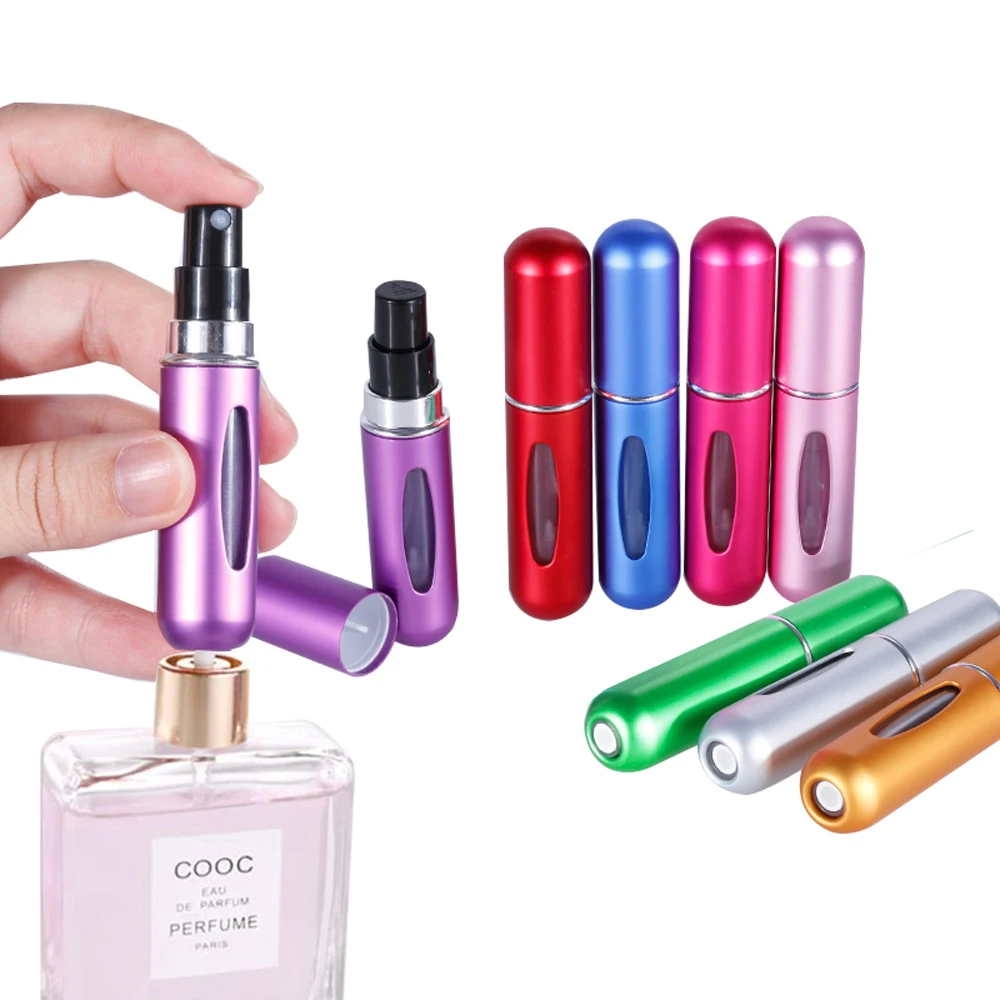 100pcs 5ml 미니 휴대용 하단 채우기 펌프 향수 병 샘플 향수 리필용 스프레이 병 빈 화장품 용기 세트