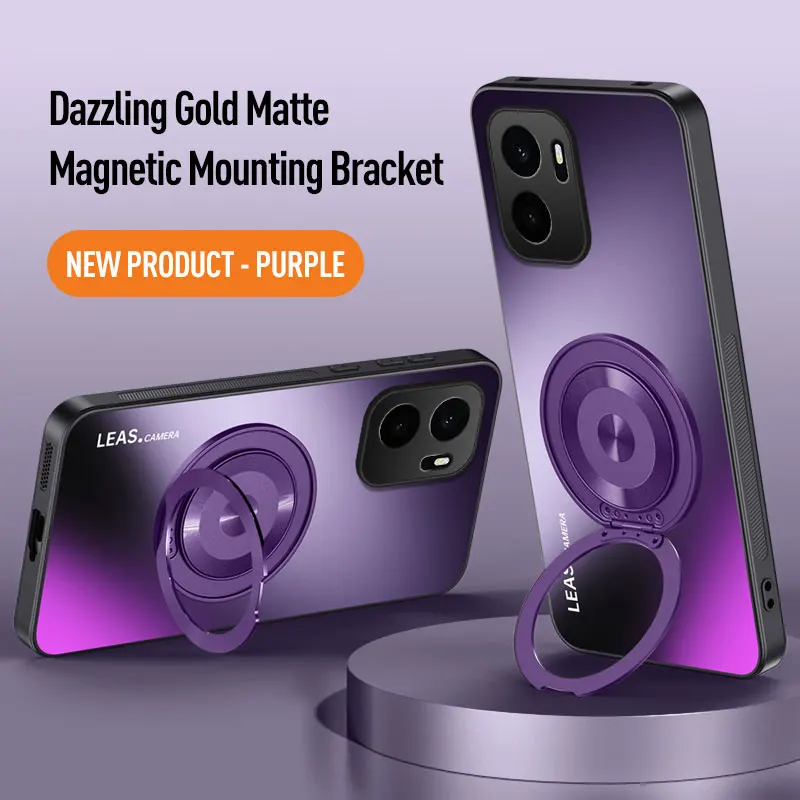Matte Magnetic Case with 360° Rotating Ring Holder - Durable Hard Cover