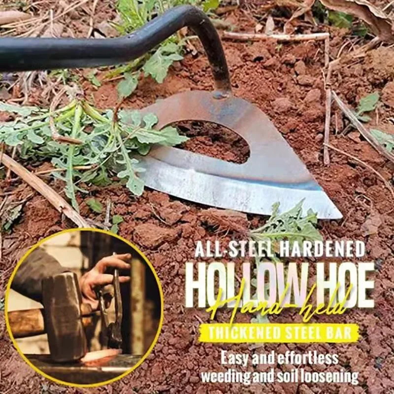 All Steel Hardened Hollow Hoe Weeding Handheld Rake Hardened Planting Tool Vegetable Farm Garden Agriculture Weeding Garden Hoe 4