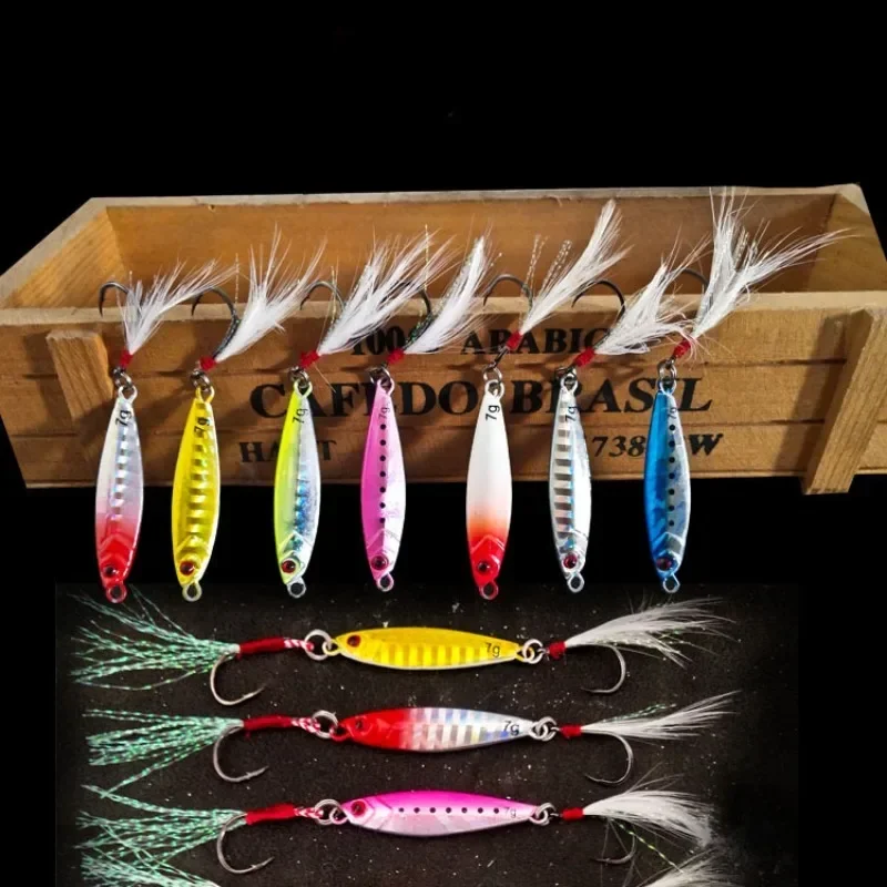 

7g Single hook style iron plate cut, falling metal sequins, long-range iron plate road, Asian freshwater fishing gear, fake bait