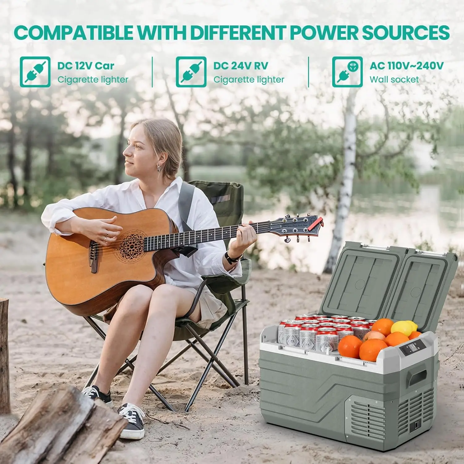 12 Volt Refrigerator Portable Refrigerator for Car 25 Quarts Dual Zone Car Portable Fridge Freezer (-4℉~68