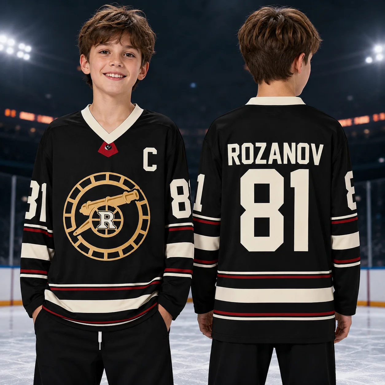 2026 Neues beheiztes Rivalry Eishockeytrikot für Herren, Langarm-T-Shirt, Unisex-Oberteil mit V-Ausschnitt, Pullover für Männer und Frauen, Rozanov HOLLANDER