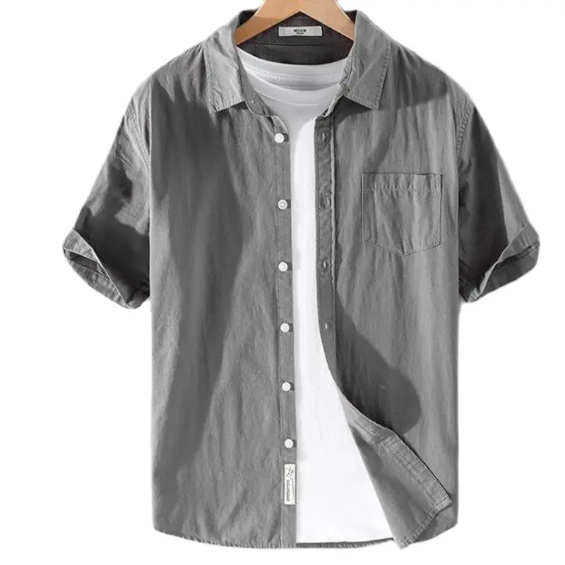 

Men's Summer New Pure Cotton Hemp Button Short Sleeves Fashion Large Blouse Top New Fashion Shirts