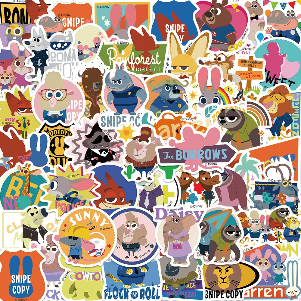 

10/30/50pcs Disney Zootopia Cartoon Stickers Decoration Decals DIY Luggage Stationery Motorcycle Cute Cartoon Sticker for Kids