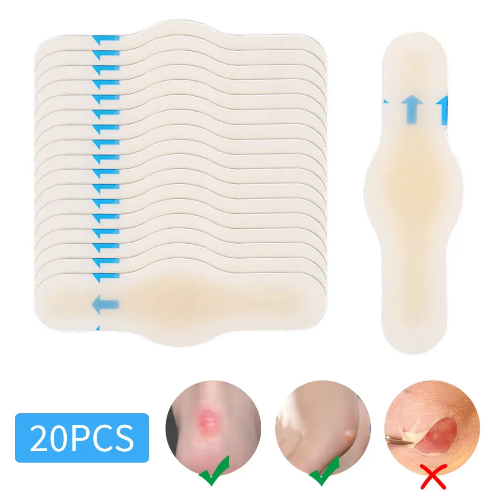 20PCS 소프트 젤 하이힐 발 패치 접착제 발 뒤꿈치 물집 붕대 하이드로 콜로이드 신발 스티커 통증 완화 석고 발 관리