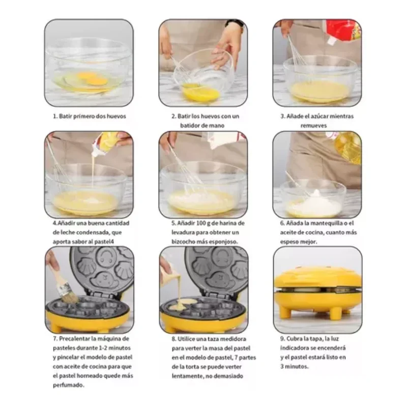 2025 Mini Non-stick Cake Breakfast Machine Double Sided Heating Electric Biscuit Stall, Automatic Multifunctional Waffle Maker 4