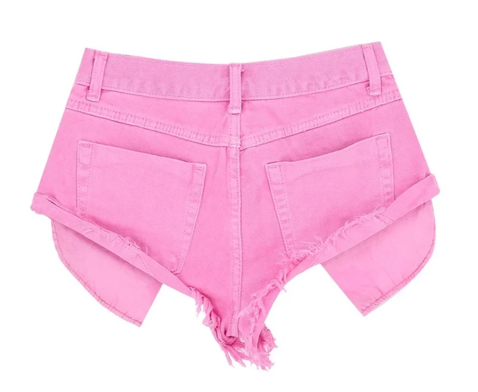 Loose No Elastic Rolled Denim Shorts Women Open Pockets Beach Macaron Powder Short Jeans Female 2024 Low-waist Decadent Style
