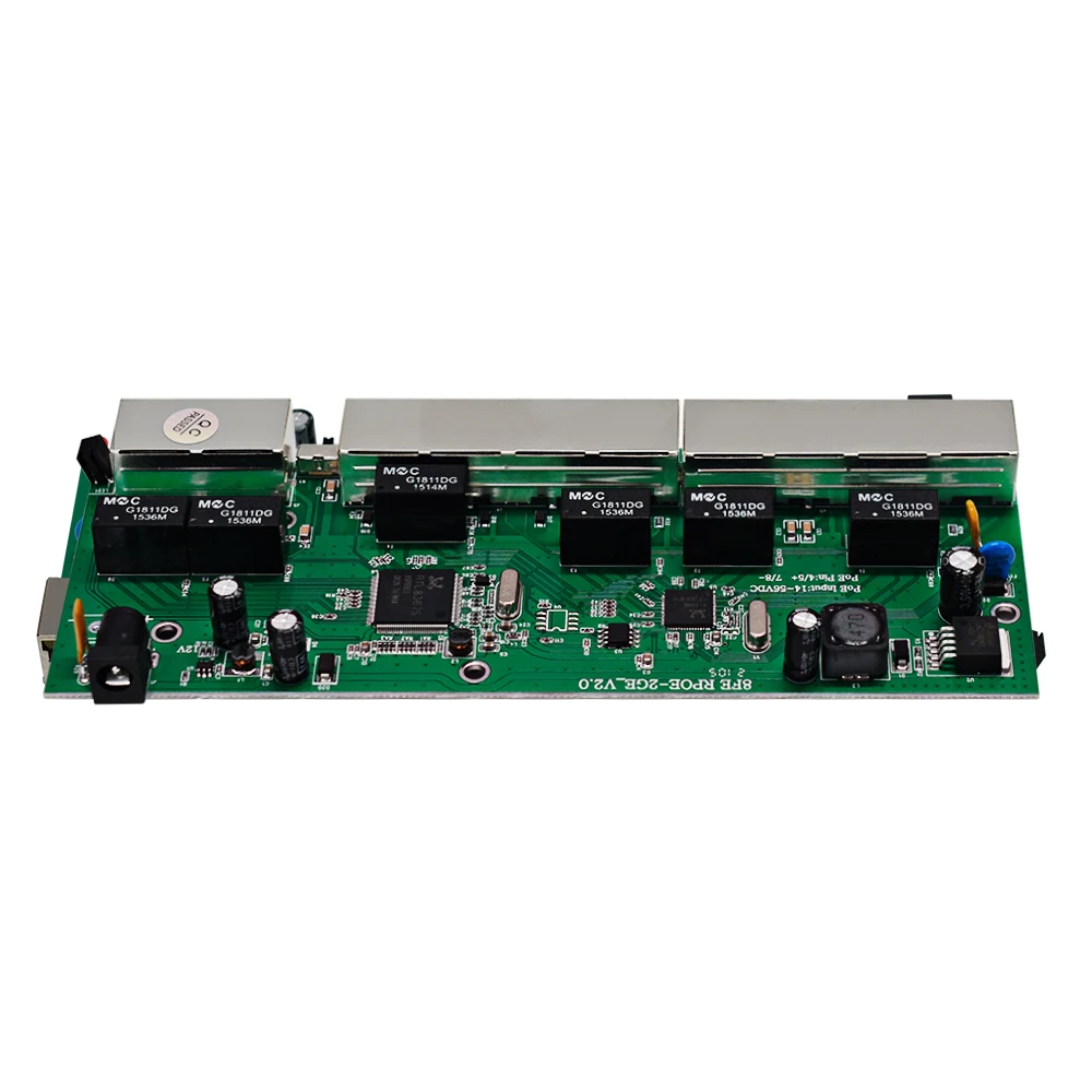 10 Port RPOE Switch PCB Board POE IN OUT 8 Port 10/100Mbps RJ45 Reverse PoE Switch with 2 GE Uplink Ports