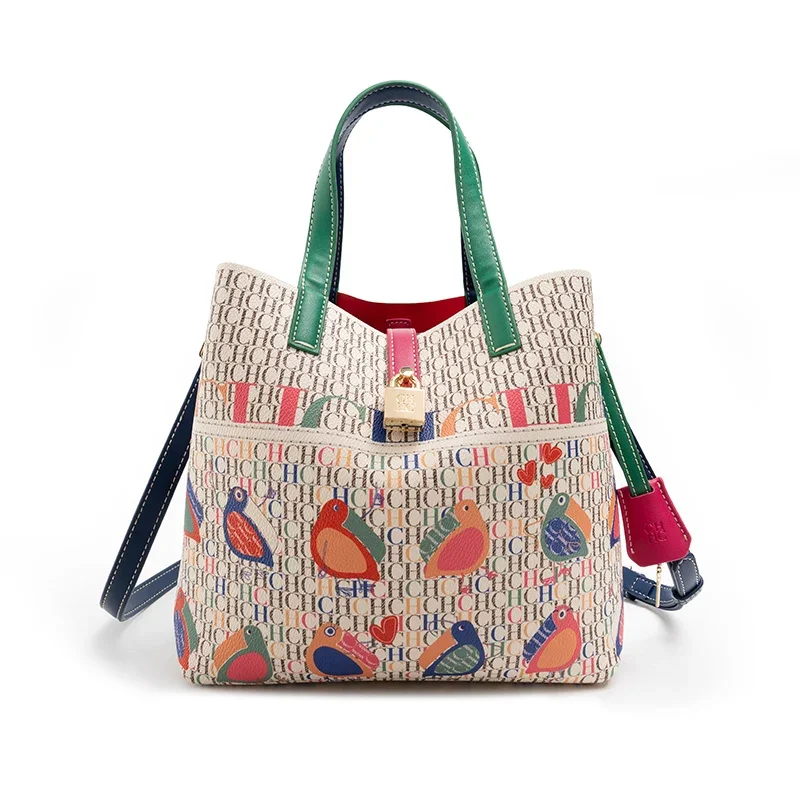 حقيبة جلدية نسائية فاخرة مزينة بطبعة زهور من تصميم...