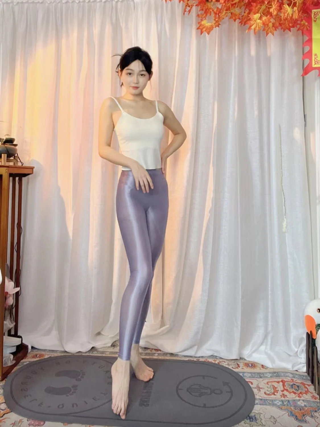 Glossy Thin Plus Size Sexy Women Leggings Shiny Tight Yoga Pants Tight Workout  Trousers