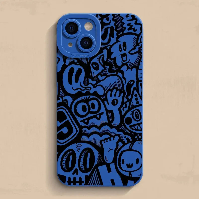 Black Graffiti Silicone Shockproof Matte Phone Case