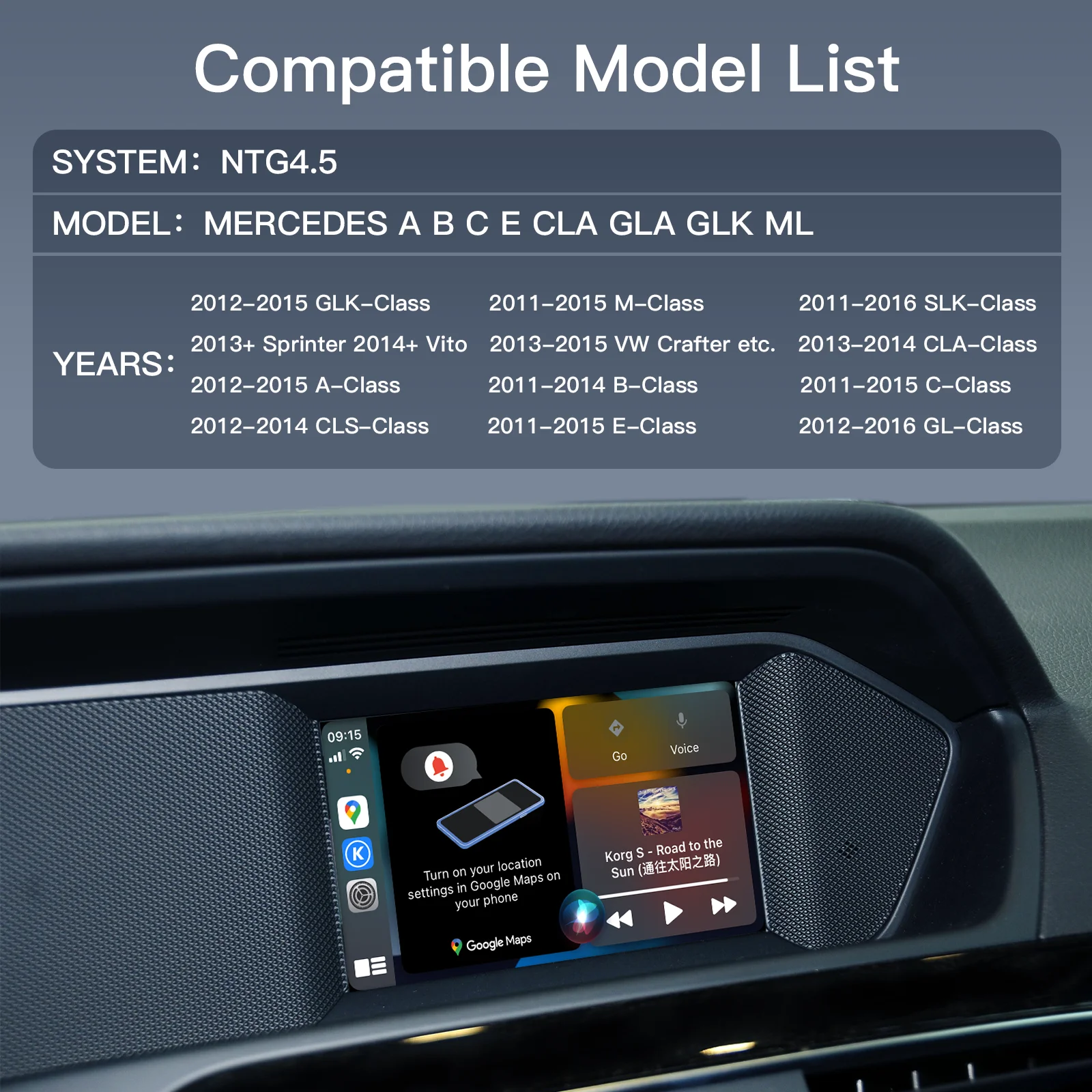 ޸  Ŭ ML/GL A B C E CLA GLA GLK W204 NTG 4.5   CarPlay, ȵ̵ Auto AirPlay Ž  