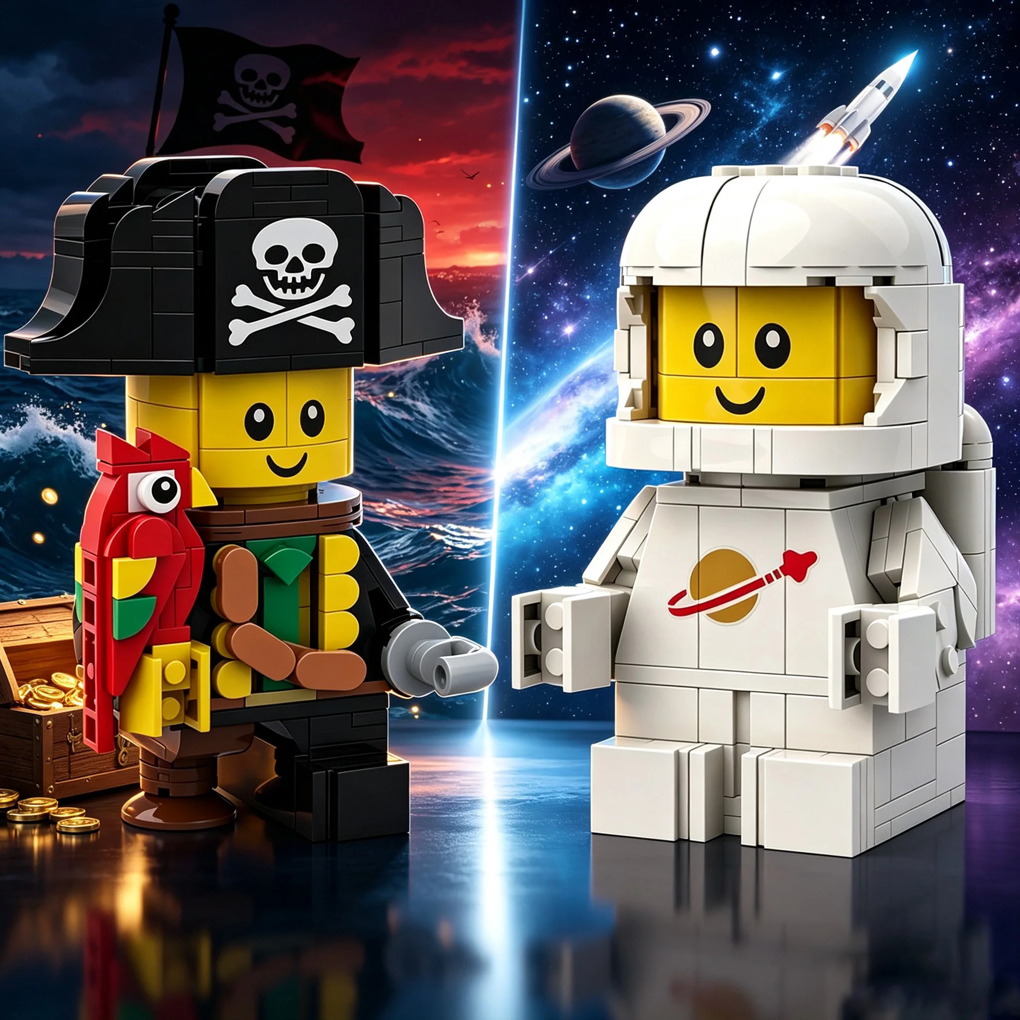 Pirate Astronaut Building Blocks Minifigure - Creative DIY Assembly Kit for Kids' Educational Play and Party Gifts