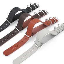 

1PC Faux Leather Straps 18mm 20mm 22mm 24mm Watch Band Leather Watch Strap With Four-ring Silver Buckle
