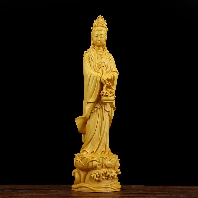 

Buda Figura Wood GuanYin Wood Buddha Statue Collection Wood Sculpture Mascot Historical Myth God Figure Statue