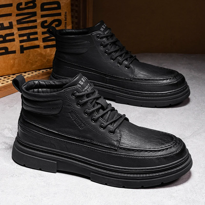 

Men's Chukka Boots Waterproof Leather Casual Lace Up Ankle Oxford Boots Daily Dress Shoes For Men