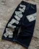 Harajuku Money Print Streetwear Jeans High Waist Wide Trouser Black Pants Streetwear Men Hip Hop Women Embroider Y2k Baggy Jeans