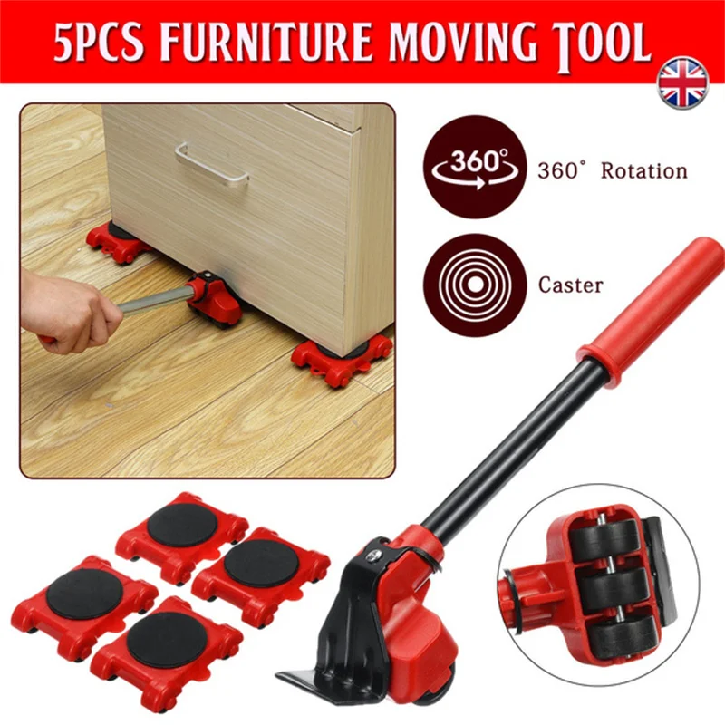 Heavy Duty Furniture Lifter Transport Tool Pulley Furniture Mover Move Roller Wheel Bar for Lifting Moving Helper