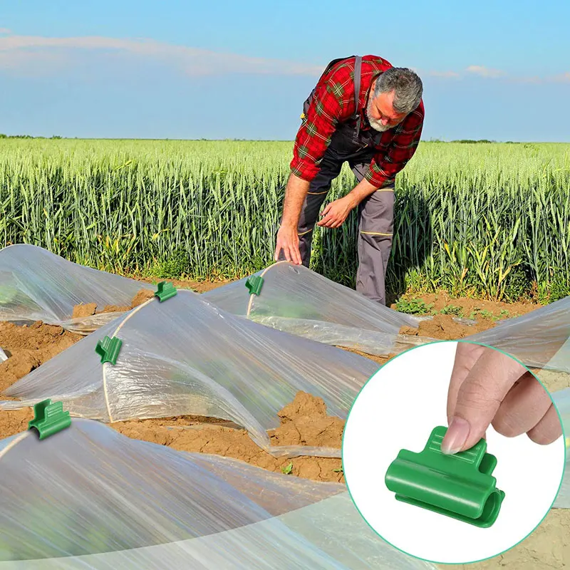 24PCS 11/16mm Greenhouse Clamps Pipe Clamp Frame Shading Net Rod  Clip Greenhouse Film Clamps for Season Plant Extension Support