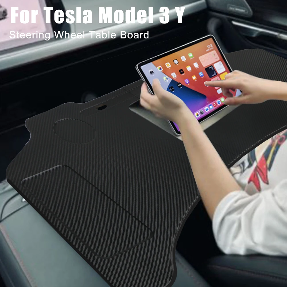 

Laptop Notebook Desk Stand Steering Wheel Table For Tesla Model 3 Y Foldable Multifunctional Drinking Tray Holder