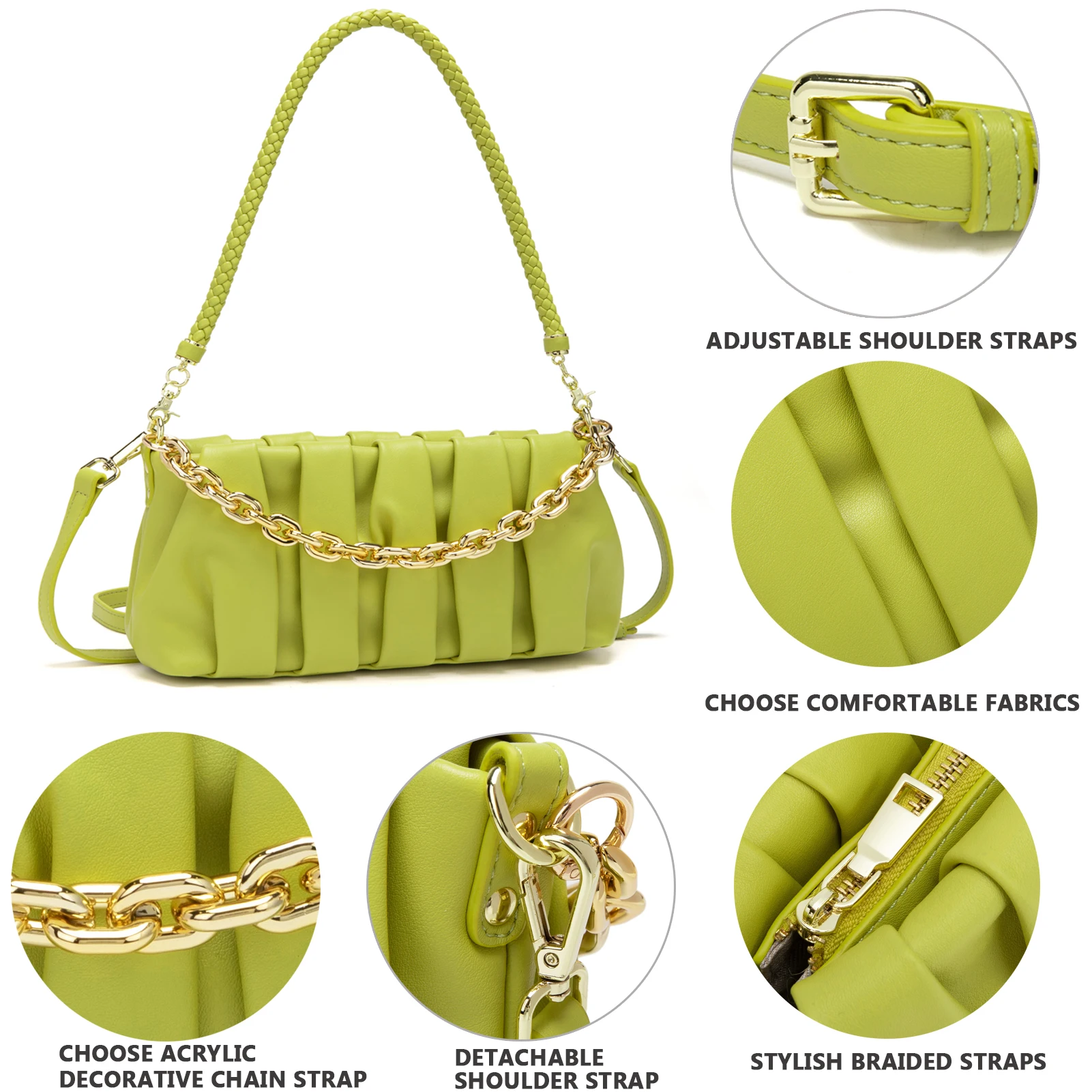 Small Crossbody Handbag Purse for Women Fashion Classic Shoulder Tote Bag Soft Clutch Chain Bag