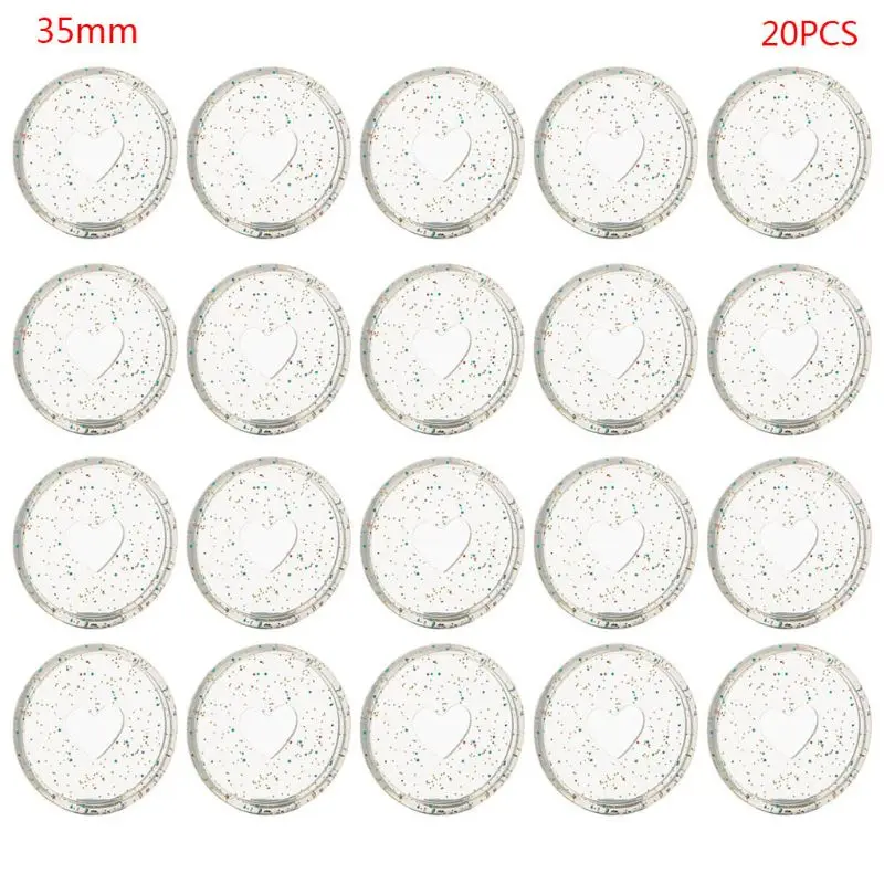 20pcs Glitter Sequin Heart Binder Rings Mushroom Hole Loose Leaf Notebook Binding Plastic Disc Buckle Hoop DIY