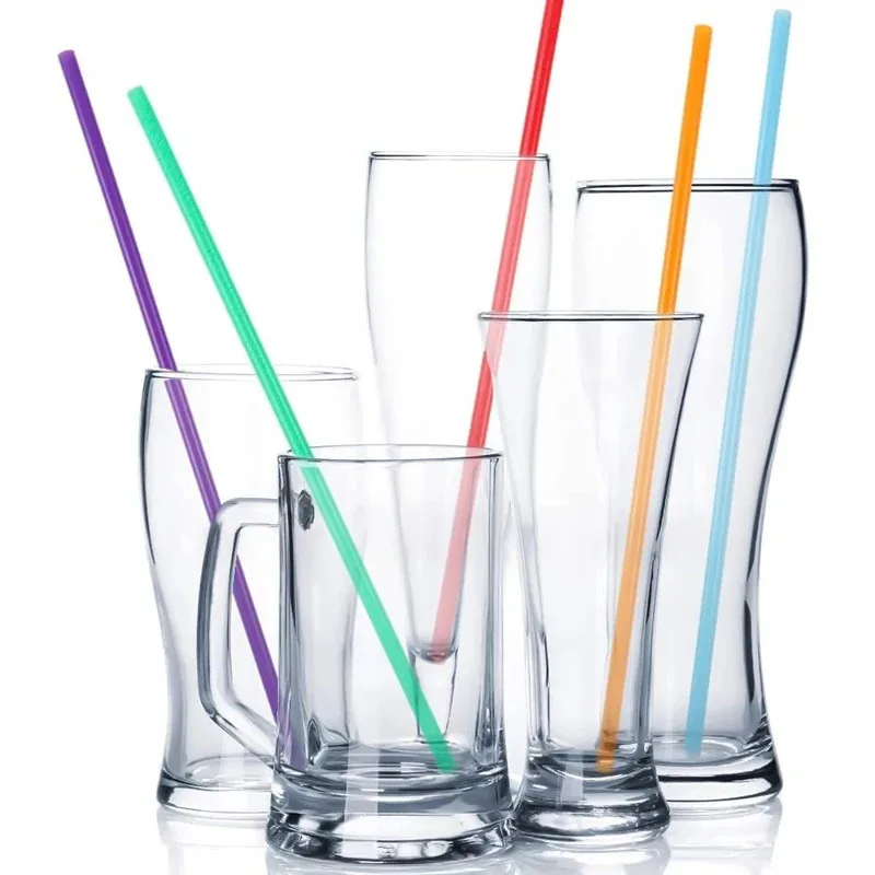 Plastic Disposable Straws 100Pcs Colorful Milktea Drinking Straws Party Birthday Celebration Supplies Kitchenware Accessories