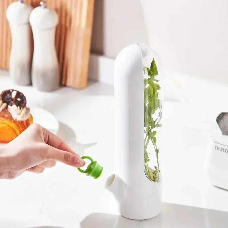Refrigerator Herb Crisper Saver Vegetable Preserving Bottle Pod Container Keep Herb/Cilantro/Mint/Parsley/Asparagus Fresh Home 5