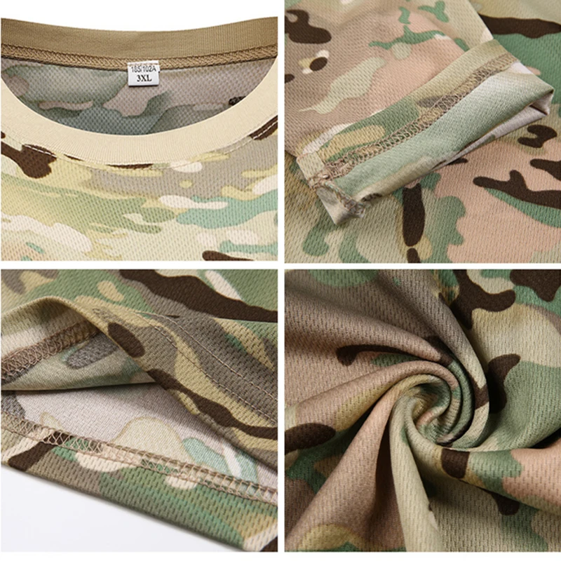 Sport T Shirt Men Tactical T-shirt Summer Camouflage Quick Dry Short Sleeve O Neck T Shirt