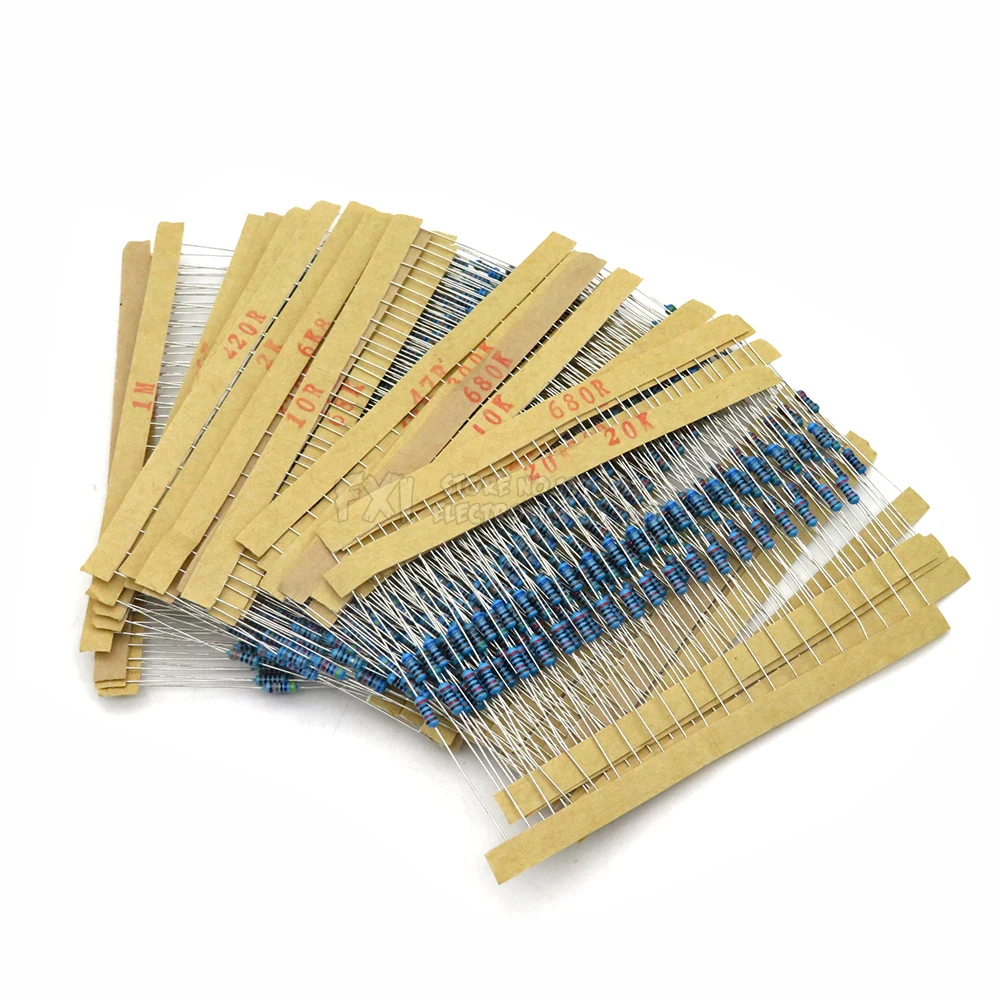 600PCS 30Values x 20PCS 1% 1/4 W Metal Film Resistor Pack Set