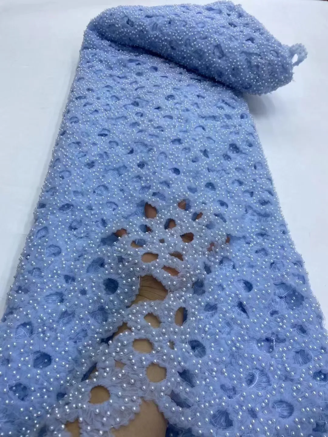 Lace African Sequins Lace Fabric 5 Yards High Quality French Nigerian Groom Lace Fabric For Sewing Dress Wedding Party