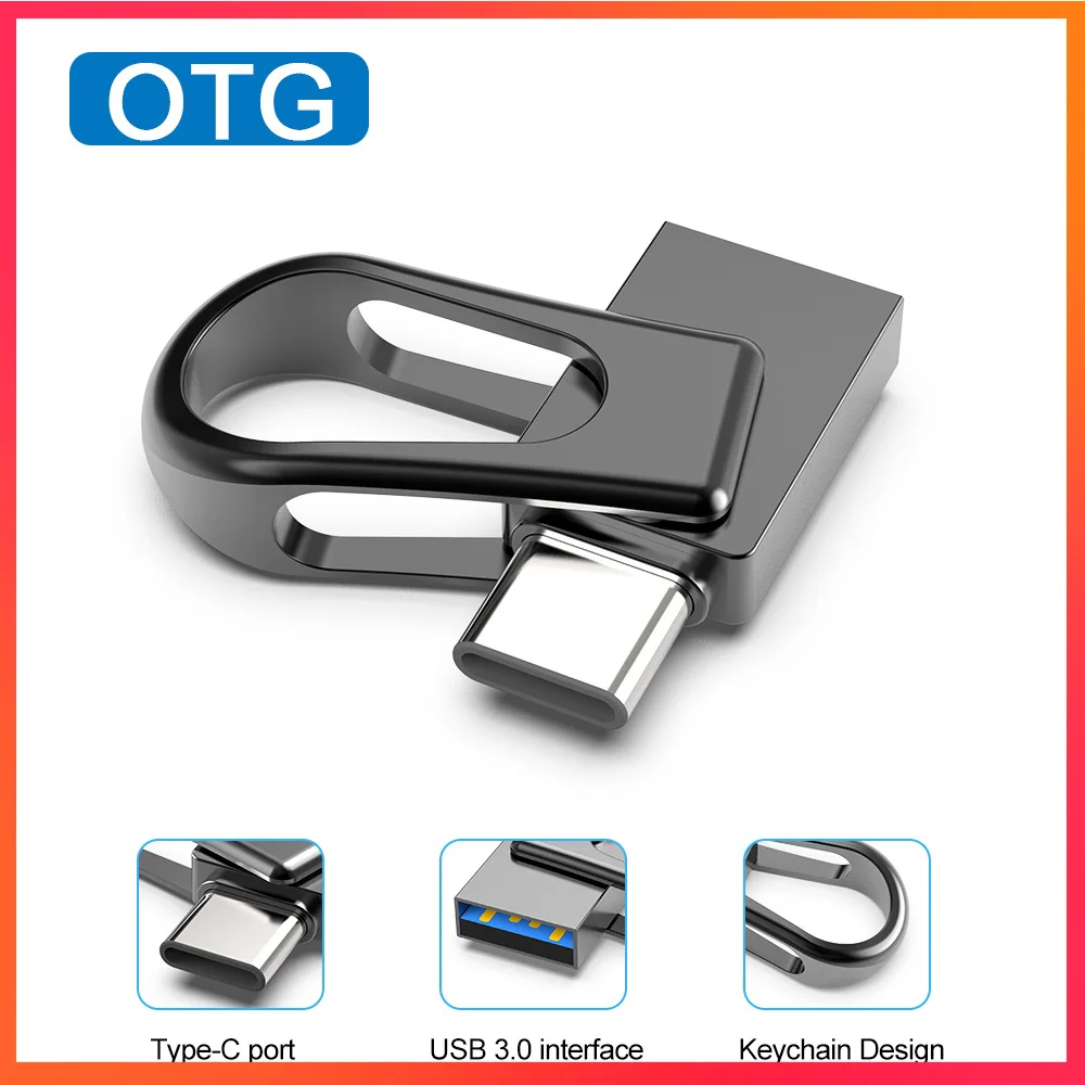 

2 в 1 Мини 32 Гб 64 Гб 128 ГБ USB флэш-накопитель OTG Type C карта памяти, Флеш накопитель водонепроницаемый