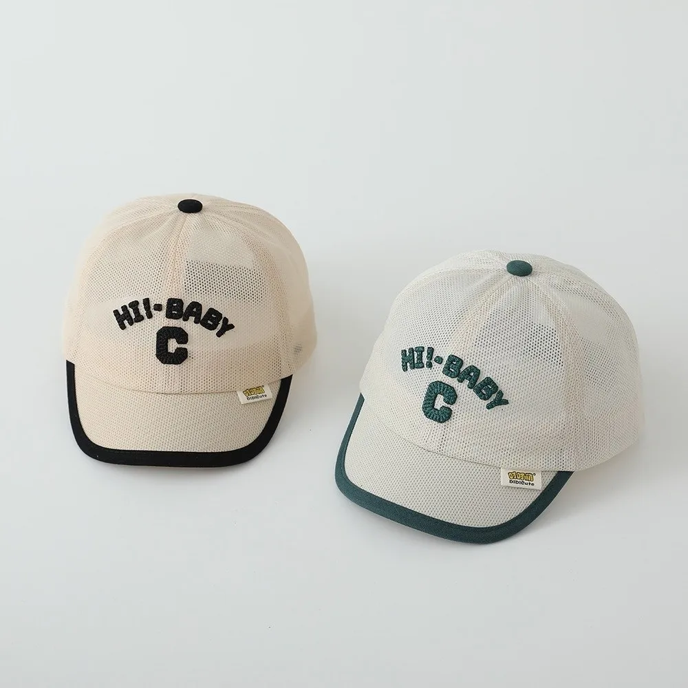Ins Korean Baby Baseball Cap Letter C Summer Children Peaked Hat Mesh Embroidered Sports Visot Cap 1-6y