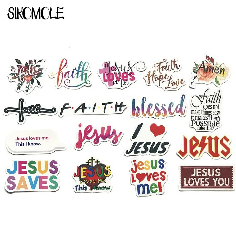 10/50Pcs Bohemia Style Jesus Christian Stickers Bible Verse Faith