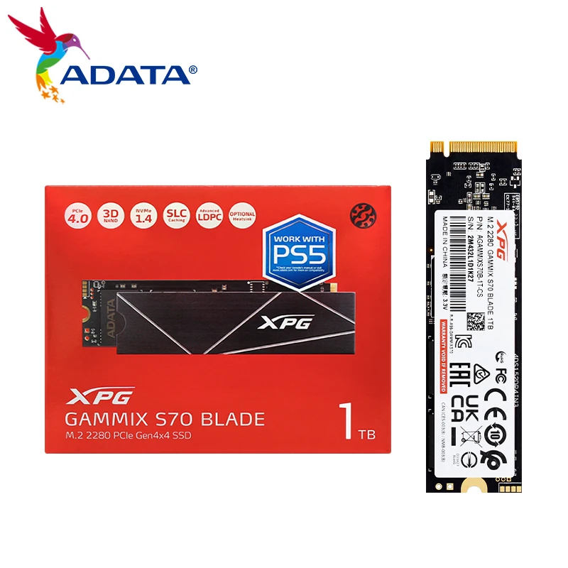 ADATA XPG GAMMIX S70 BLADE SSD With Heatsink Gen4x4 m.2 2280 NVMe1