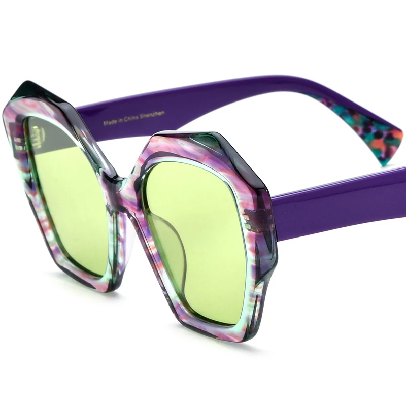 

Солнцезащитные очки в стиле ретро Uv400 для мужчин и женщин, поляризационные ацетатные, многоугольные, модные, шестиугольные