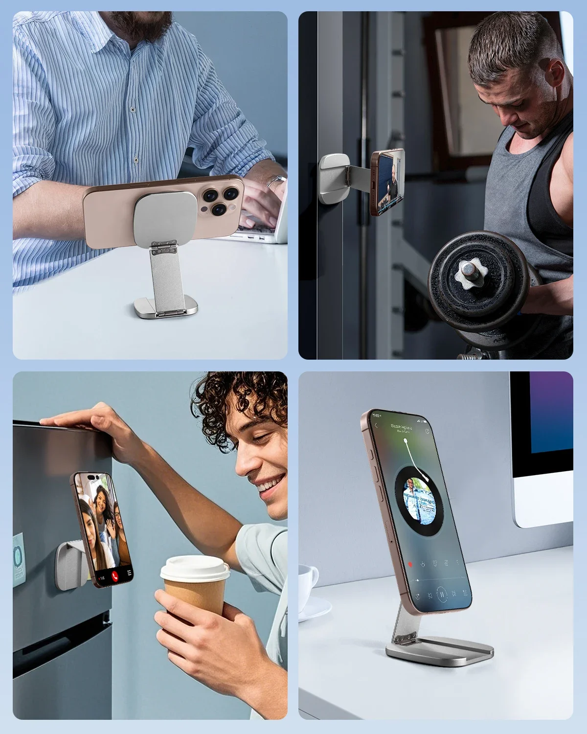 Eary Foldable Magnetic Phone Stand for Desk Pocket Size Adjustable Metal Portable Holder For Office Home Gym Outdoor Accessories