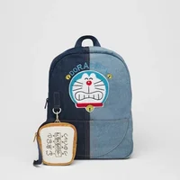 Doraemon Backpack for Girls Cowboy Twill Fabric Cartoon Embroidery Bags Cute Child Backpacks with Coin Purses Kawaii Schoolbags 1