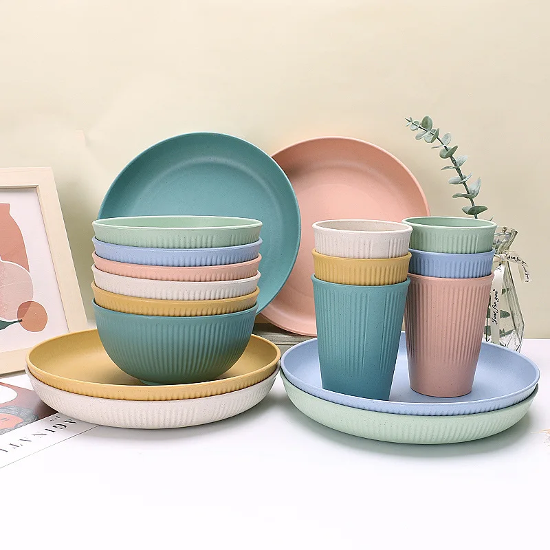 

Plate Sets Wheat Straw Ramen Bowl Tableware Dishes Full Tableware Of Plates Bowl Dinner Dishes Set Camping Tableware Dishes Set